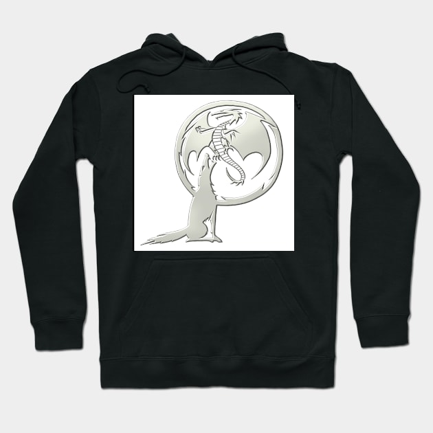 Wolf and Dragon Pewter white Hoodie by SteamyR